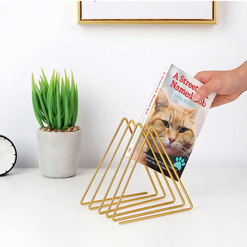 Nordic Triangle Shape Simple Book Support Stand Desktop Storage Rack Shelf Home Decor Magazine Holder T84D
