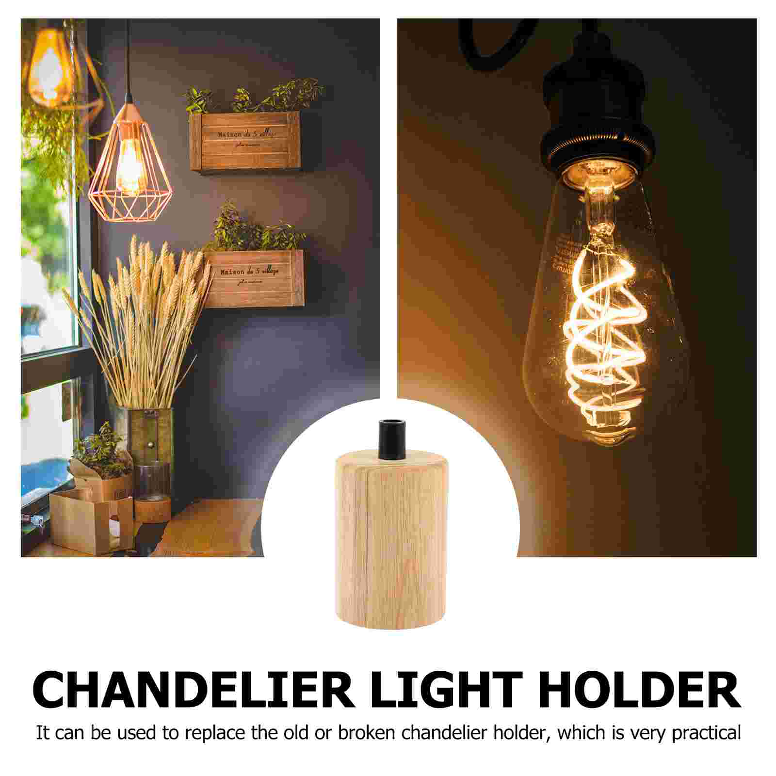 Wooden Lamp Holder Chandelier Light Bulb E27 Solid Socket Hanging Lights Plastic Ceiling Bulbs