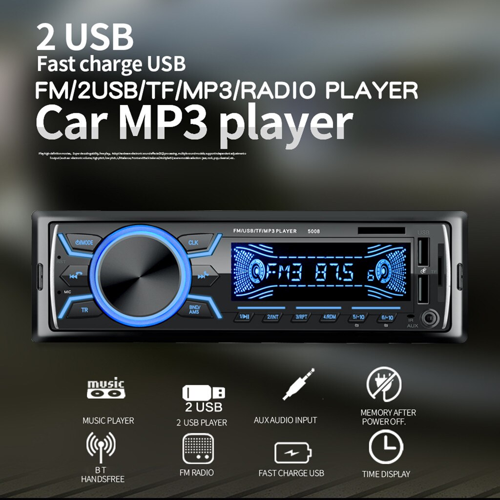 Mehrfarbiges lcd-display,  dc12v- in-1-autoradio mit bluetooth ,  mp3- player-fm-radio, aux-musikwiedergabe und freisprechfunktion
