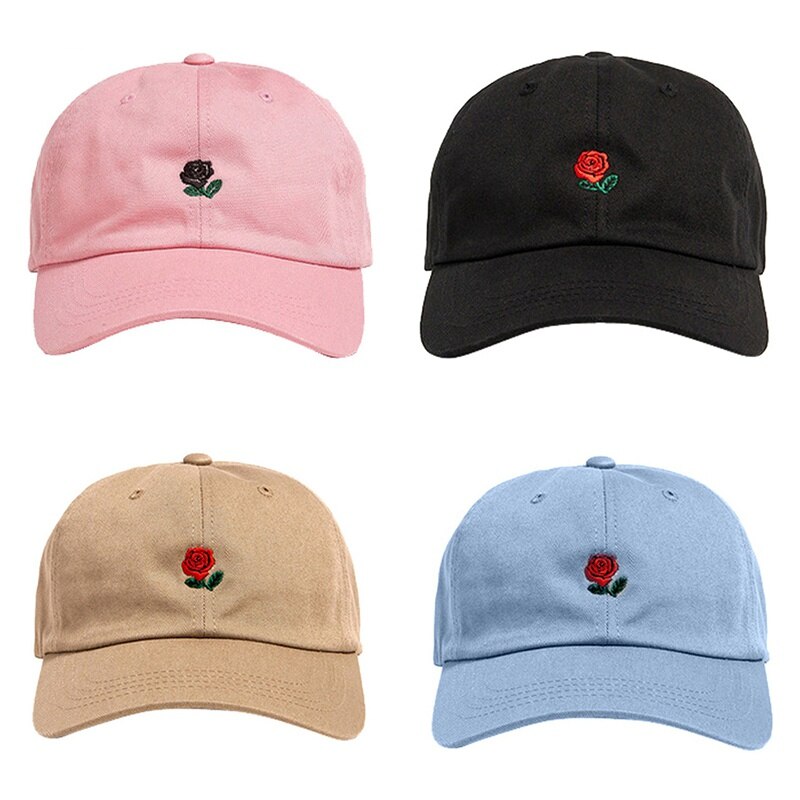 Kvinner menn rose broderi caps bomull baseball cap gutter jenter snapback hip hop lue snapback cap solskjerm pappa hatter