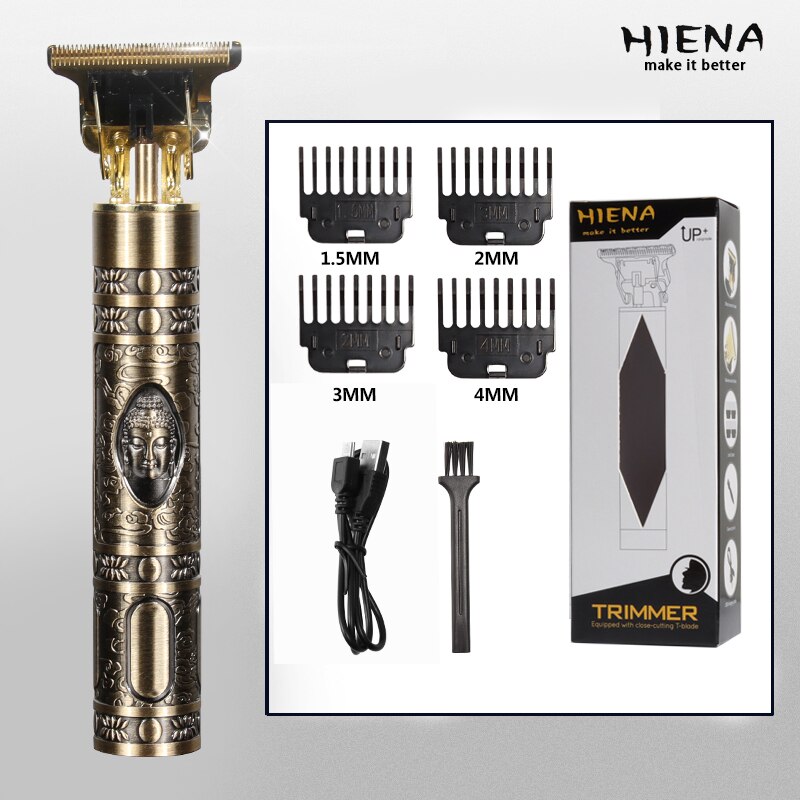 Tondeuse à cheveux électrique Vintage T9 pour hommes, rasoir Rechargeable USB 0mm, tondeuse à barbe professionnelle, salon de coiffure: Buddha2