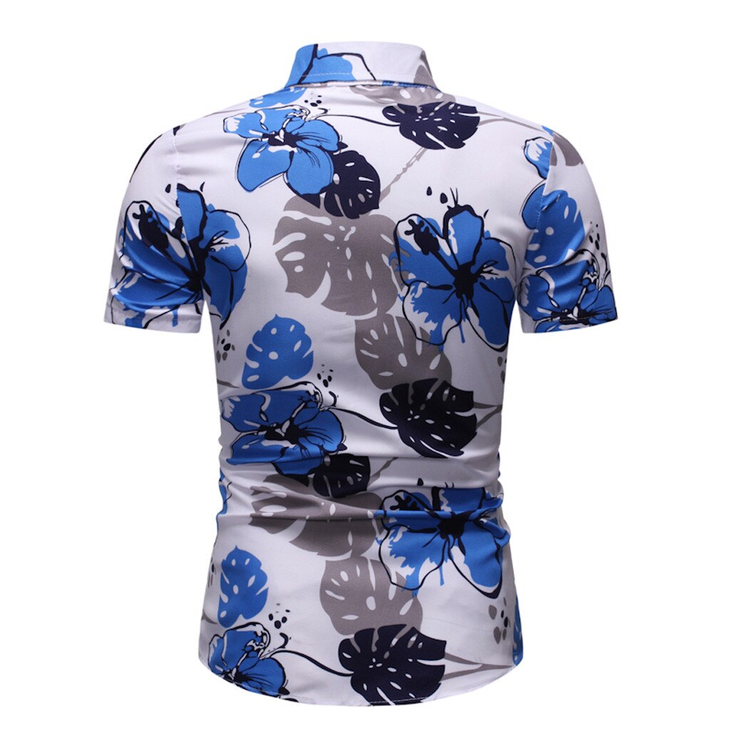 Print Brand men clothes summer Men's Beach Shirt Short Sleeve Floral Loose Casual Shirts Plus SIZE Hawaiian#G2