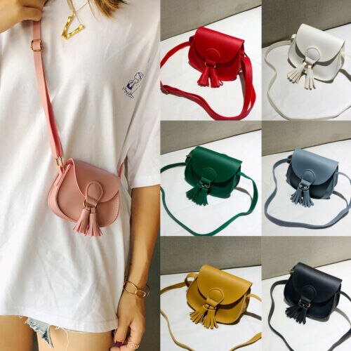Dames sleutel portemonnees pu schouder mini tas dames crossbody satchel tote effen mini handtassen met kwastjes