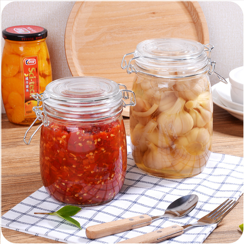 RSCHEF 1pcs glass storage bottle spice jars with lid capacity honey candy jar kitchen storage container glass jar