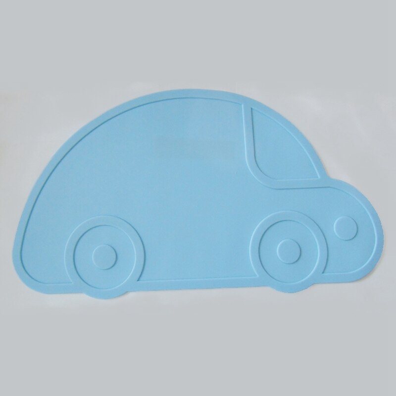 Mamibaby KAMONI Children Cartoon Silicone Placemat 1PC Baby Animal Series Non-Slip BFA-Free Placemat Safe Baby Kitchen Utensils: Blue car