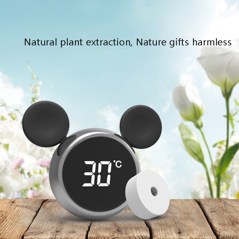 Draagbare digitale lcd-klok voor in de auto, temperatuurweergave, elektronische klok, thermometer, aromatherapie, auto-accessoires, zilver