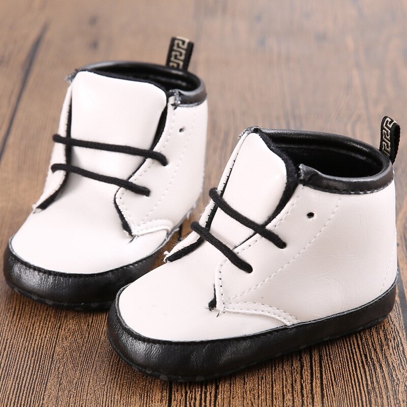 Baby Schoenen Meisjes Jongens Pu Leer Lace Up Hoge Kinderen Sneakers Meisje Baby Schoenen Sport Herfst Winter Schoenen: C74- White / 0-6 months