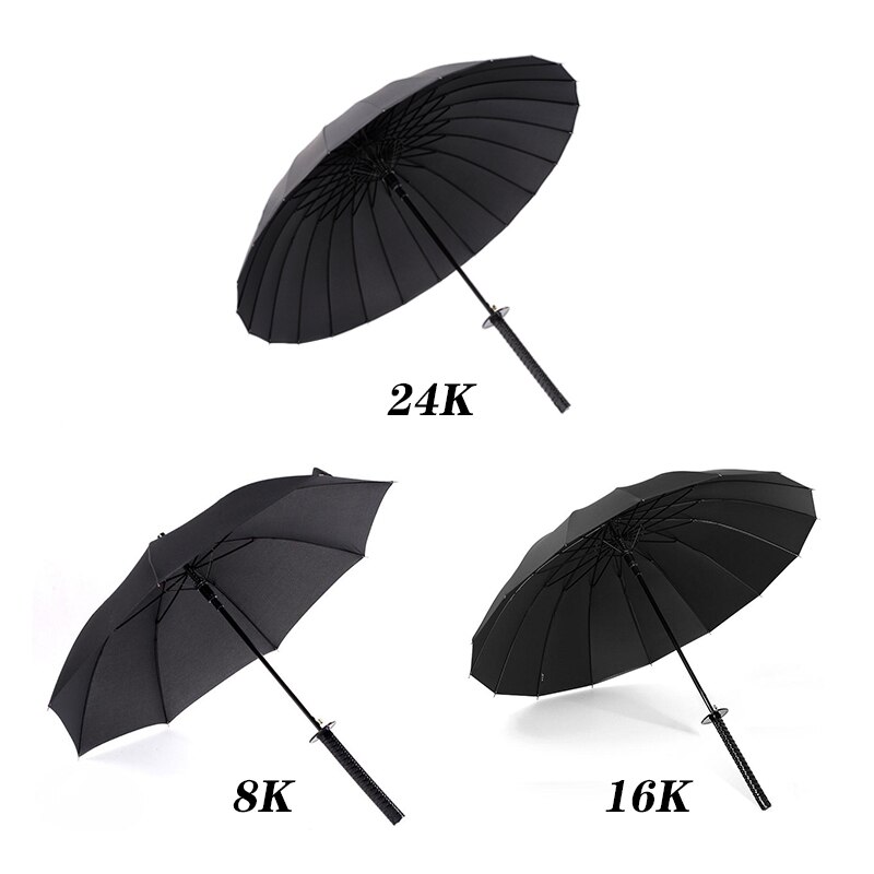 Samurai Style Umbrella Black Katana Umbrella Umbrellas for Rain and Sun Straight Umbrella Sunshade Parasol Long-handle