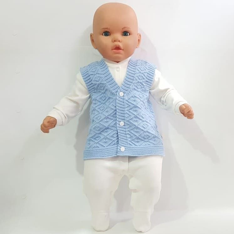 Knitwear Blue Baby Boy Vest: 9 12 MONTH