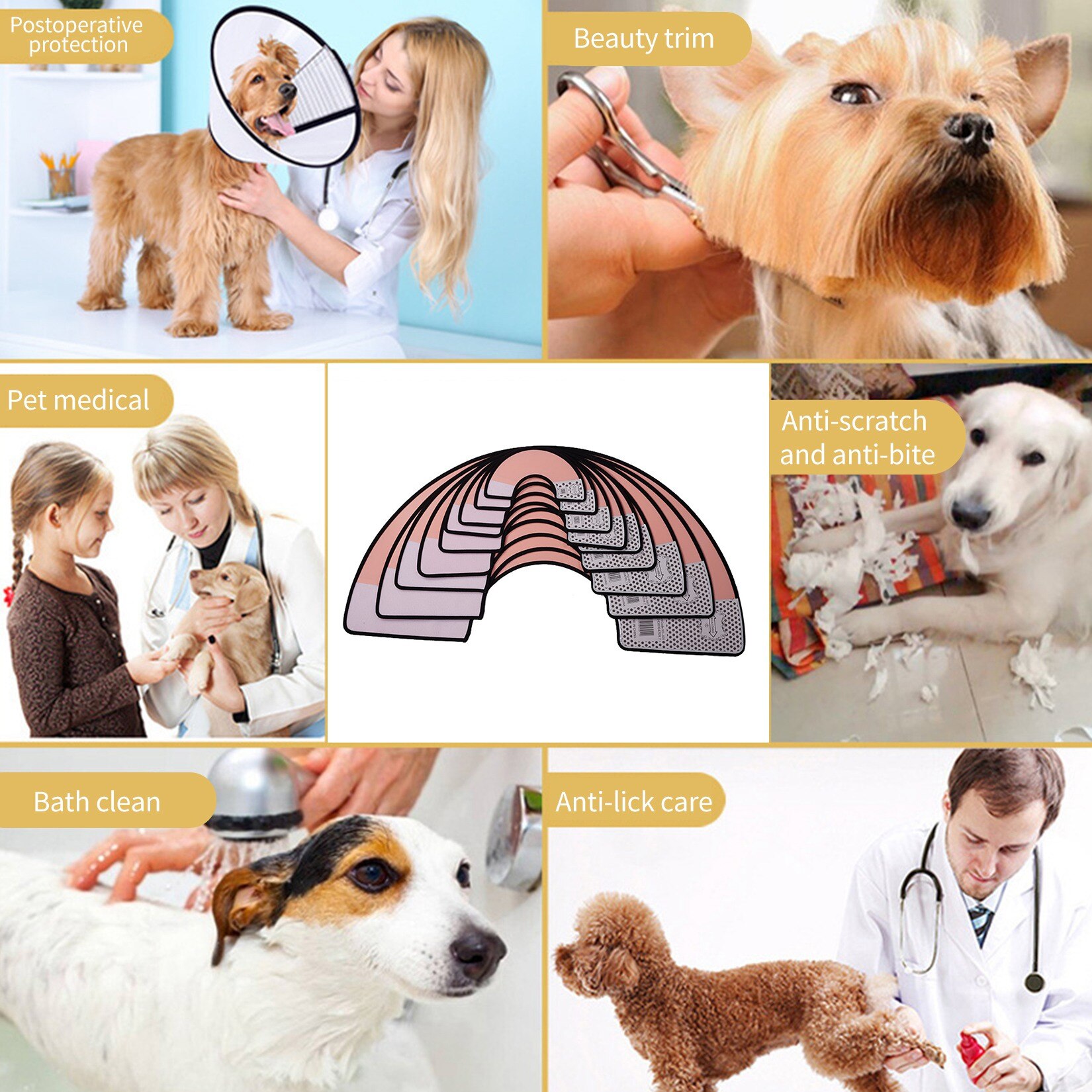 Dog Cat Recovery Collars Elizabethan Collar Wound Healing Collar Cone for Small Medium Large Dogs Anti-Bite Protection Collar