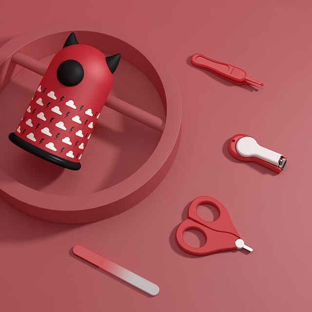 Baby Clippers Set 4 Stuks Baby Nail Care Set Pasgeborenen Vinger Trimmer Schaar Cartoon Dier Nagelknipper Baby Gezondheidszorg Kits: Red