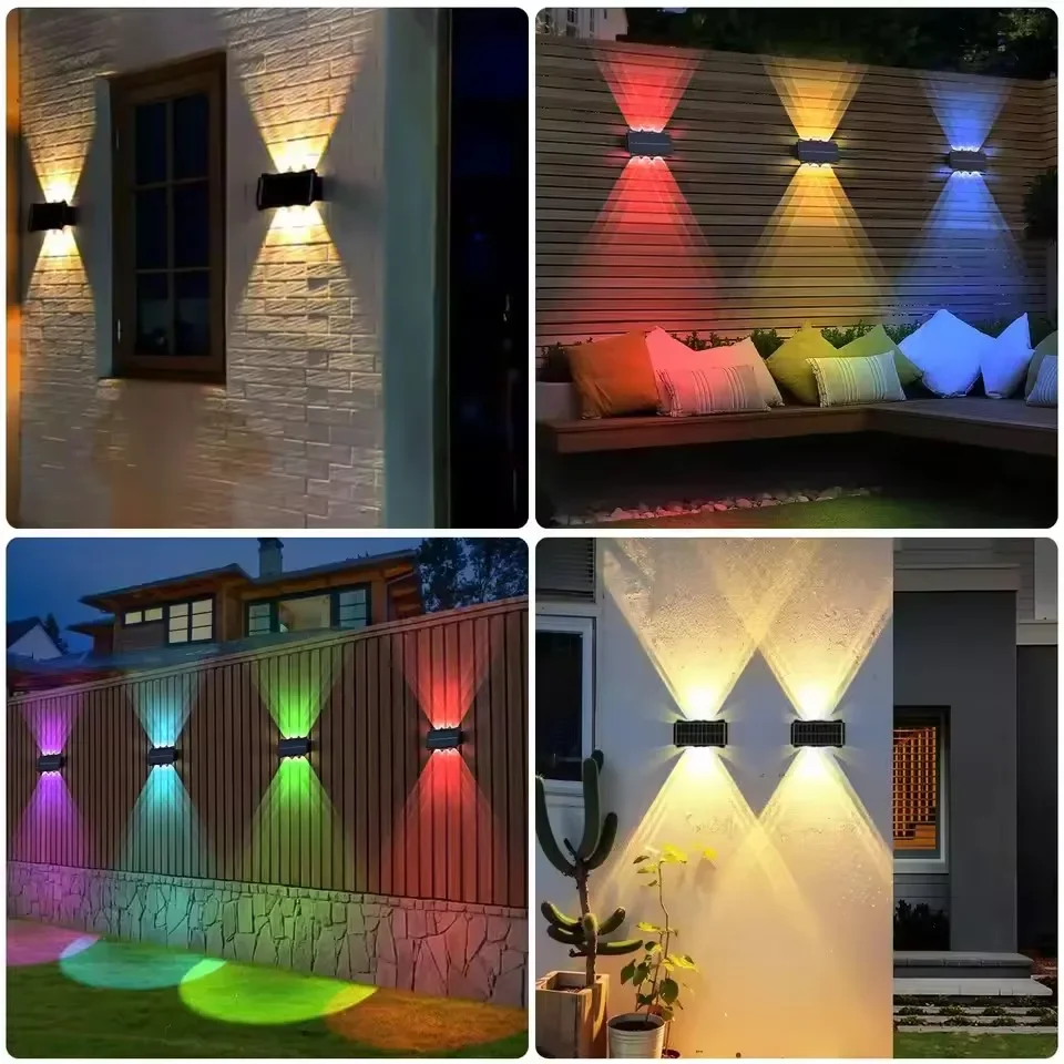 4/6/8LED zonne-wandlamp buiten tuin decoratieve verlichting op en neer lichtgevende verlichting voor veranda tuin buiten balkon straat