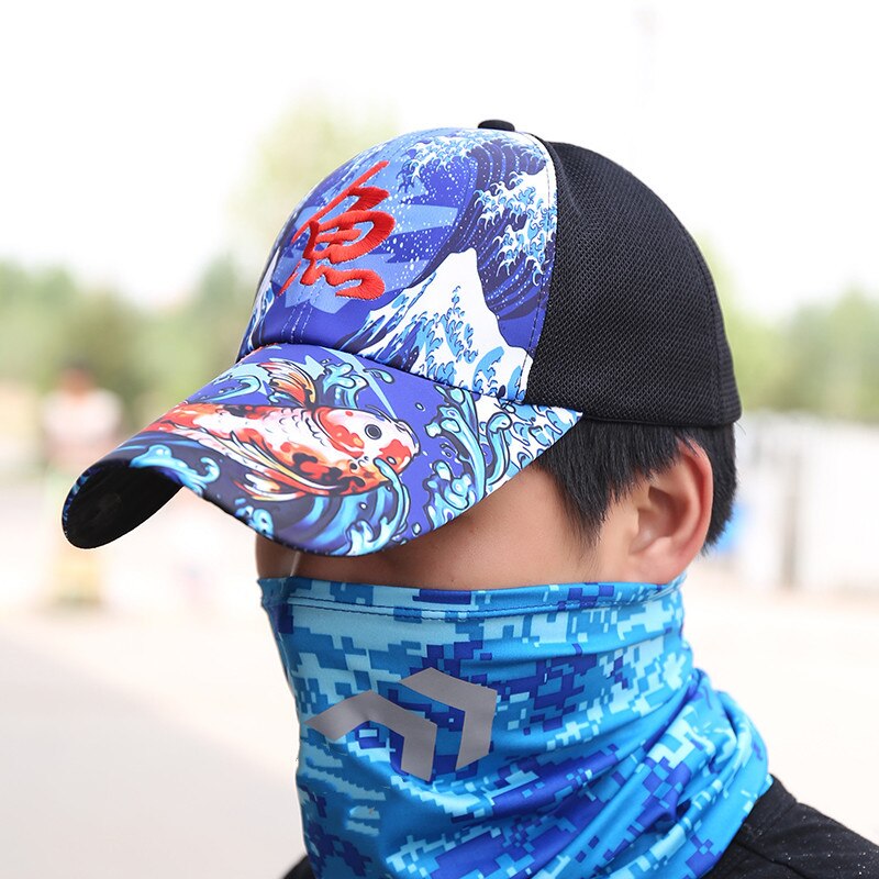 Fiskehat myggenet hat solbeskyttelse hals solbeskyttelseshat mænd: Himmelblå