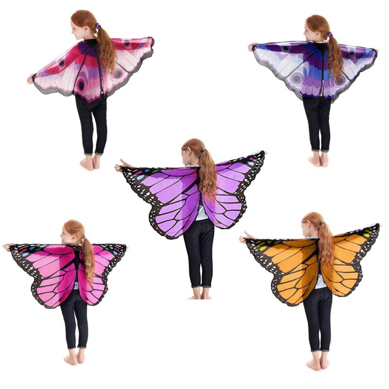 Eventyr prinsesse cosplay kostyme sommerfuglvinger sjal kappe stjal barn gutter jenter skjerf wrap tilbehør