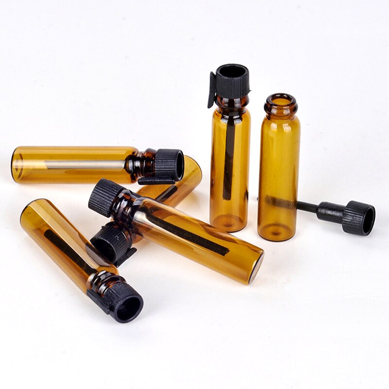 100pcs/lot 1ML 2ML Amber Glass Bottle Perfume Empty Bottles Sample Glass Vials Small Oil Bottle