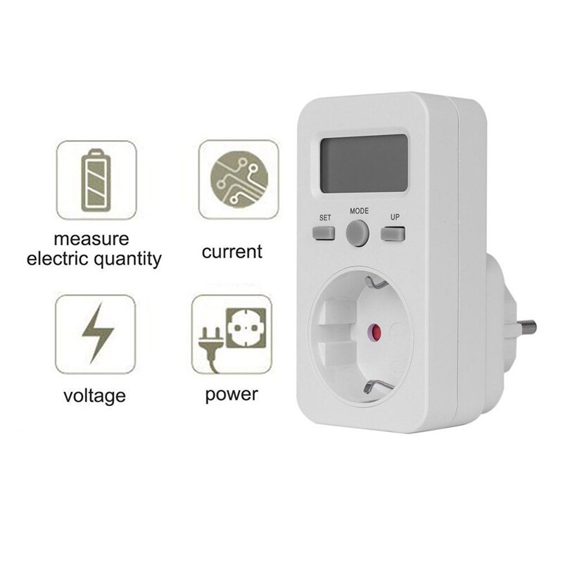 Digital Power Meter Plug-In Socket Electric Wattmeter Energy Monitor Eu Plug