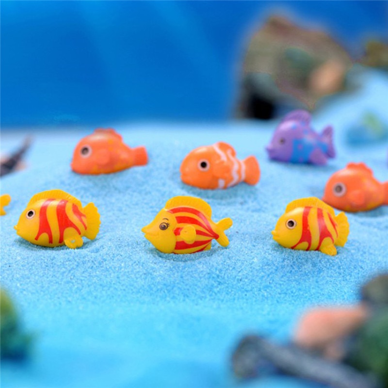 5 stk/parti fisk miniaturefigurer dekorative mini fe havedyr mos mikrolandskabspynt harpiks legetøj