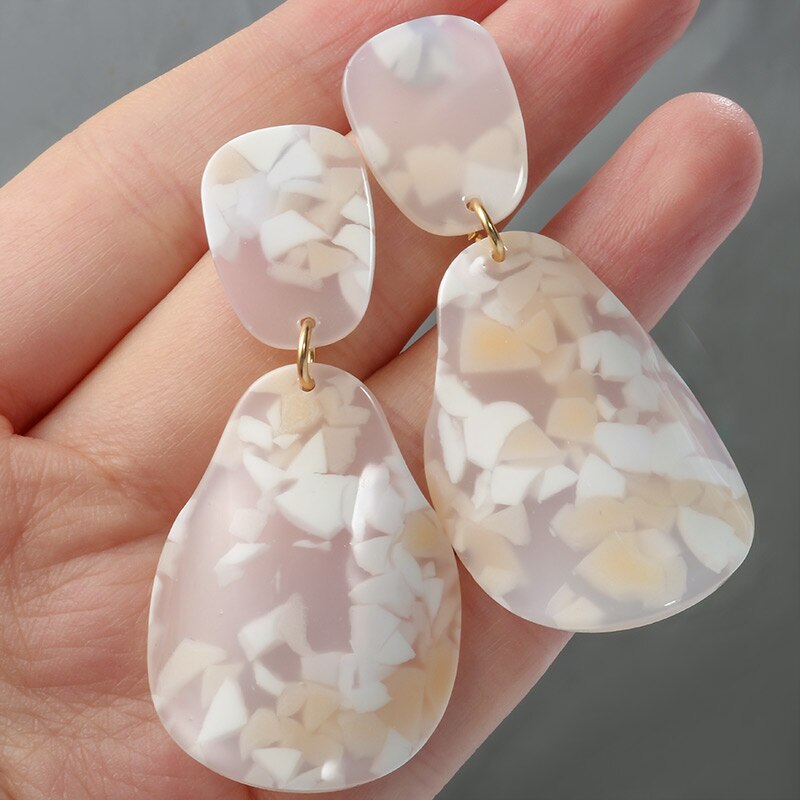 Acrylic Dangle Earrings for Women Statement Geometric Acetate Big Earring Summer Boho Women Party Jewelry: White 502