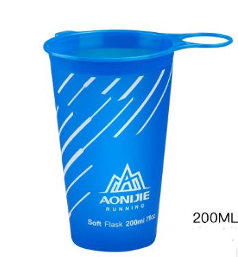 AONIJIE 170ml 200ml 250ml 350ml 500ml 600ml Running Sport Bicycle Soft Water Bottle Folding TPU Soft Flask Water bag: blue  cup 200ml