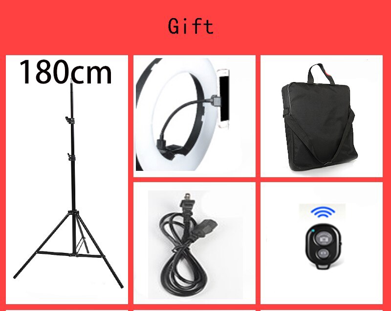 Foto Studio 14 "308 pcs LED 3Color3200K-5600K Dimbare Fotografie Telefoon Video LED Ring Light Lamp Met Tripod Stand Voor camera