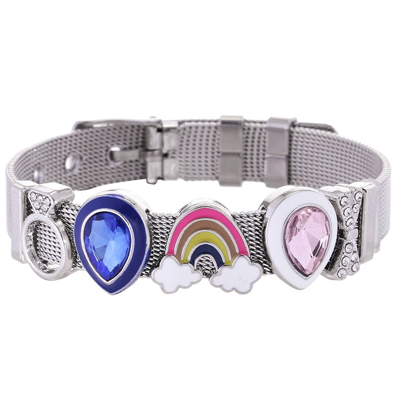 Baopon bedel sieraden zilverkleurige roestvrijstalen mesh armbandenset eenhoorn toren fijne armbanden voor vrouwen