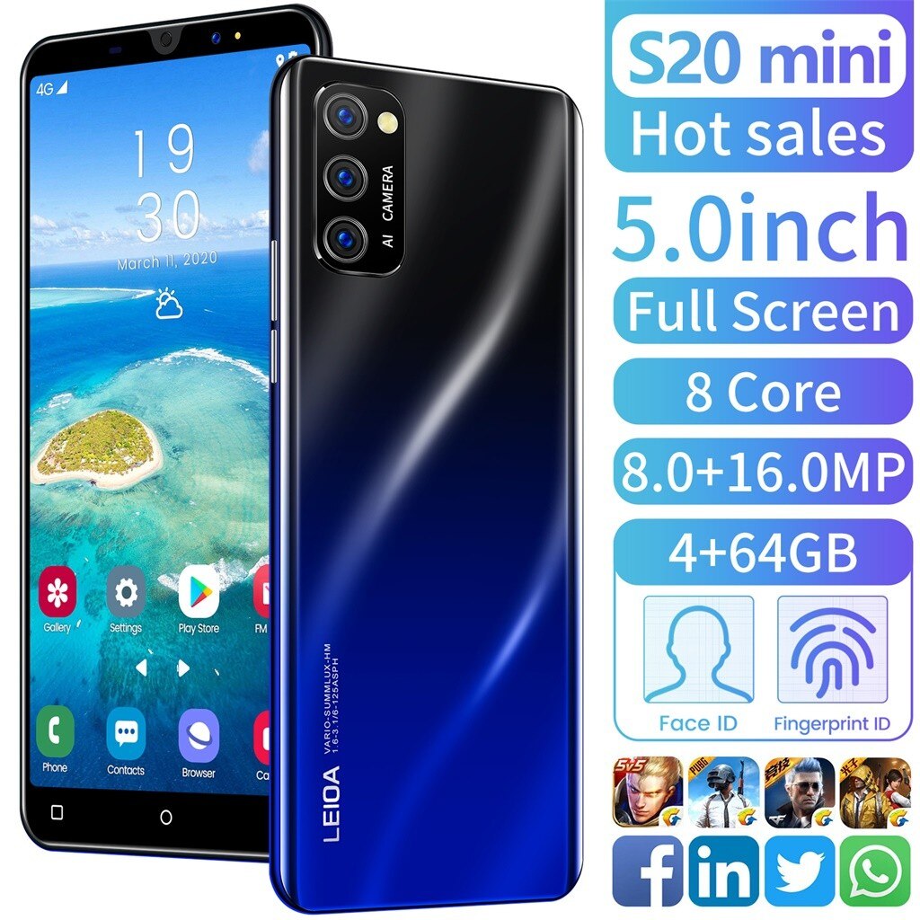 S20mini Smart Phone Learning Machine 5in Dual SIM Android Fingerprint Face Unlocked Education Memory 1GB+16GB