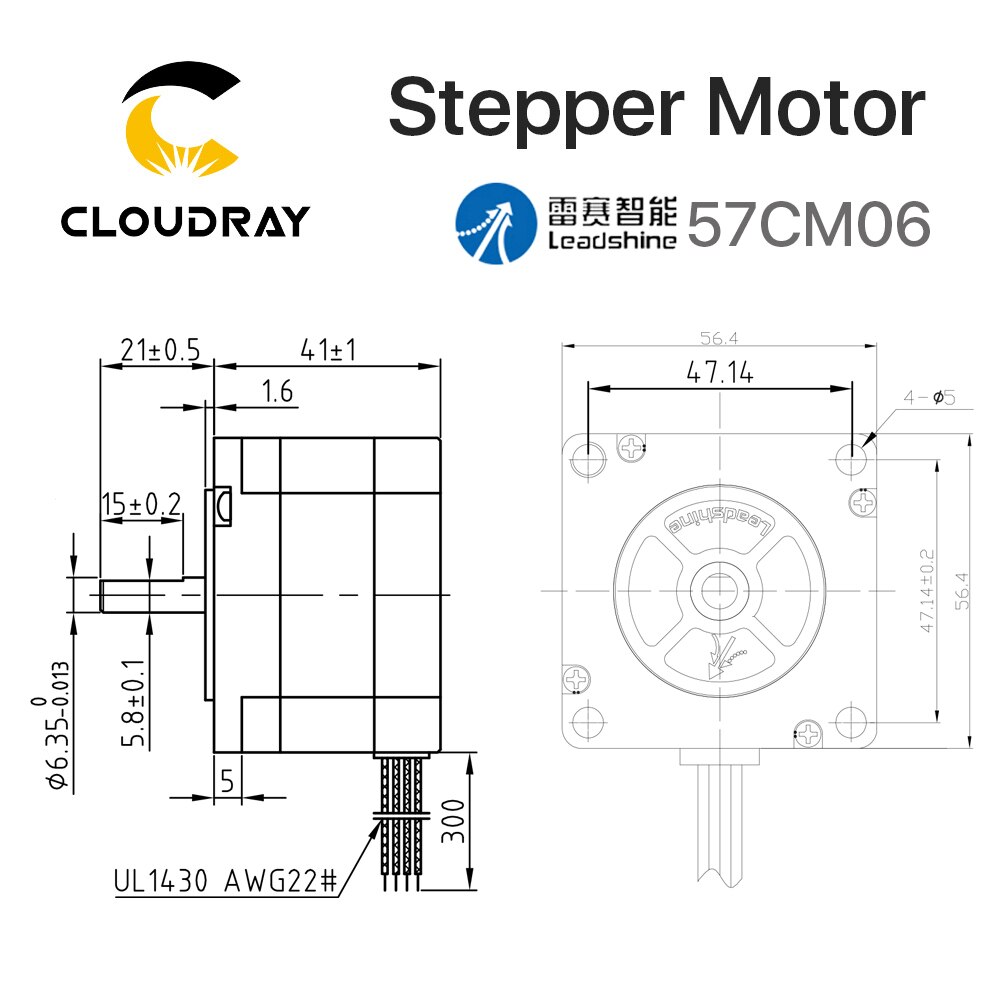 Leadshine Nema 23 Stepper Motor （57CM06）41mm 2 Phase 55Ncm 3A for 3D printer CNC Engraving Milling Machine