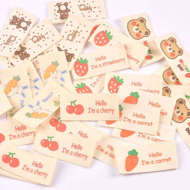 50 Stuks Konijn/Cear Vruchten Gedrukt Doek Labels ... – Grandado