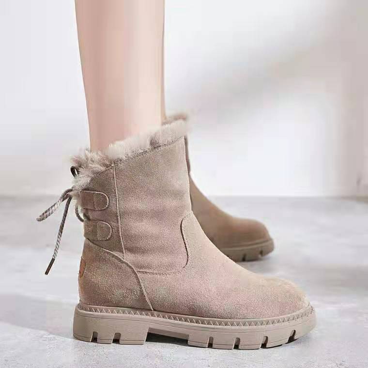 Botas de nieve para mujer, zapatos de invierno antideslizantes con suela gruesa de gran ayuda, novedad de , suela plana, zapatos de algodón de terciopelo salvaje plus soft bo