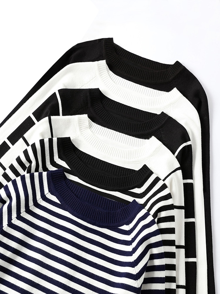 Syksy talvi raidalliset neulotut villapaidat neuleet pitkähihainen korealainen löysä pusero pehmeä lämmin neulepusero femme 2022