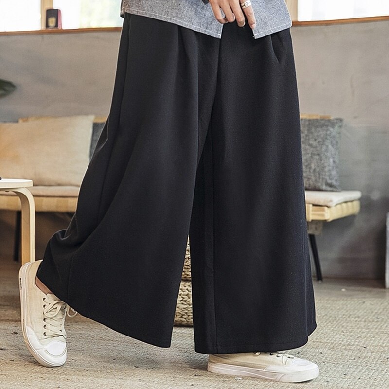 Chinese Stijl Losse Wijde Pijpen Broek Mannen Jogger Japanse Streetwear Linnen Broek Mannen Broek Xxl Joggers Mannen Broek KK3272