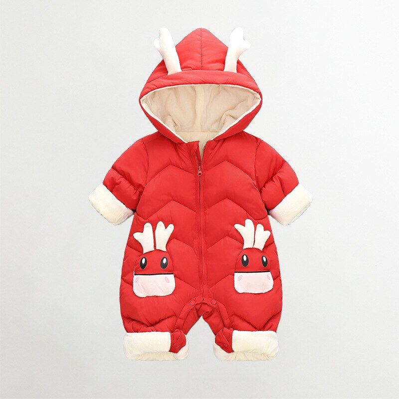 Warme Baby Kleding Winter Overall Snowsuit Plus Fluwelen Dikke Baby Jongen Jumpsuit Pasgeboren Rompertjes Baby Meisje Overalls Jas 0-2 Jaar: QC0082RED / 3M