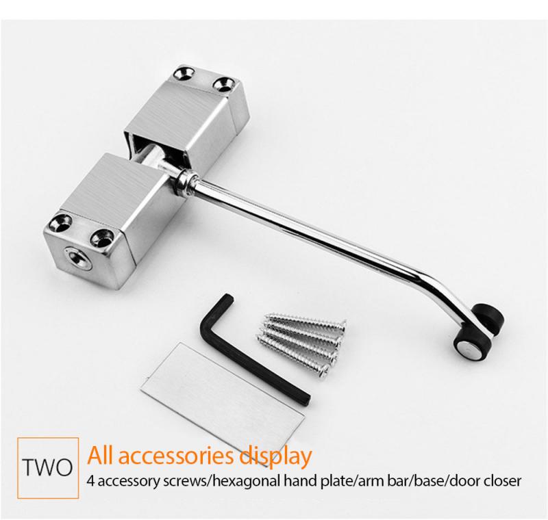 Automatic Mounted Spring Door Closer Stainless Steel Adjustable Automatic Door Closer Self Closing For Home Office Door Hardware