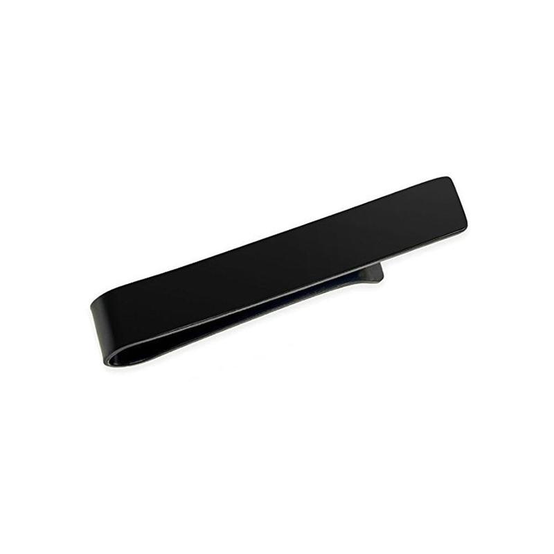 Goupille Simple de pince d'agrafe de fermoir de barre de cravate de ton d'acier inoxydable des hommes de luxe: black