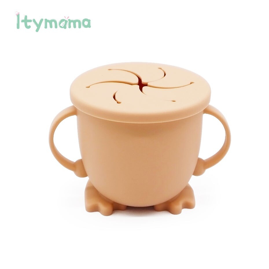 Silicone Tasse De Casse-Croûte Pour Les Tout-petits et Les Enfants Bébé Apprentissage D'alimentation Tasses Vaisselle Pour Enfants SANS BPA De Alimentaire En Silicone Étanche: SN002-2 Peach