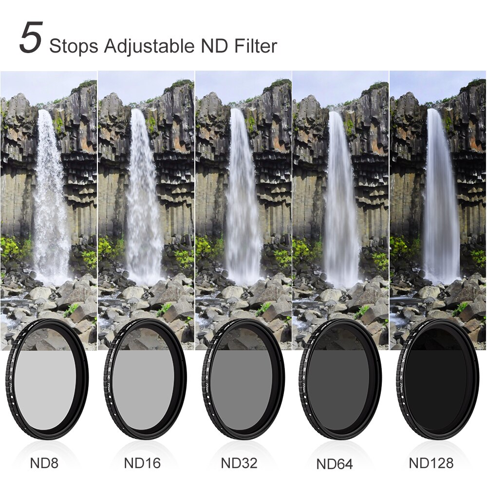 K&amp;F Concept ND8-ND128 Variable ND Filter NO X Spot 37/40.5/49/52/55/58/62/67/72/77/82mm Fade Neutral Densityr Camera Lens Filter