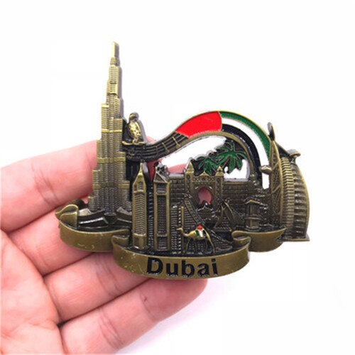 Dubai panoramic view metal refrigerator magnets Burj Al Arab Hotel alloy khalifa metal stickers travel souvenir