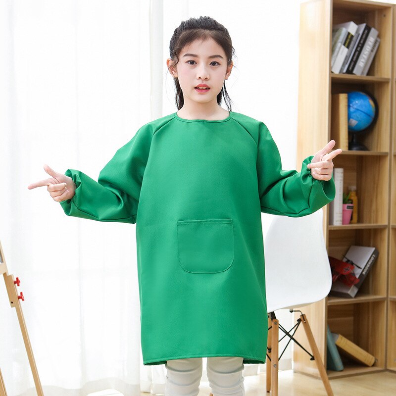 Children's Painting Drawing Clothes Polyester Breathable Smock Kindergarten Kids Long-Sleeve Aprons Print Logo