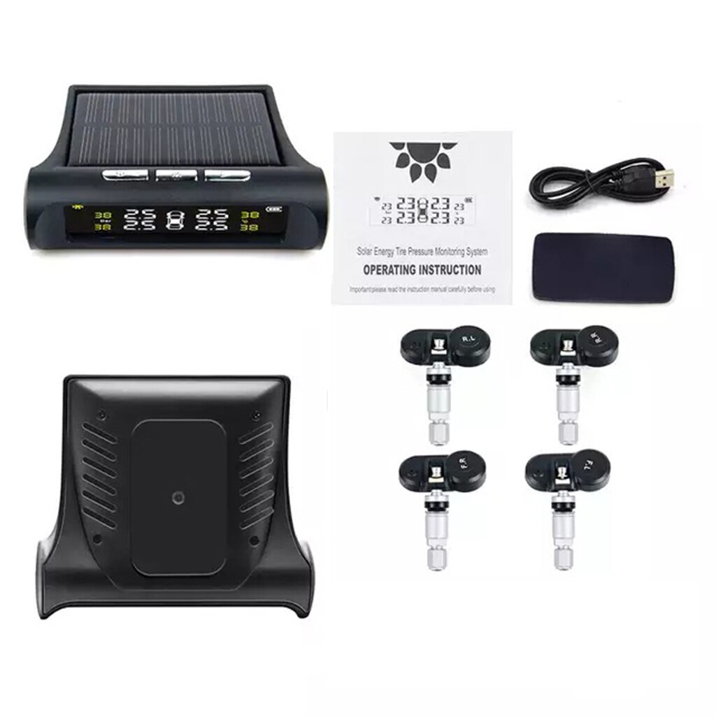 Solar Car Tire Pressure Monitor Tyre Monitoring Real-time External Sensor