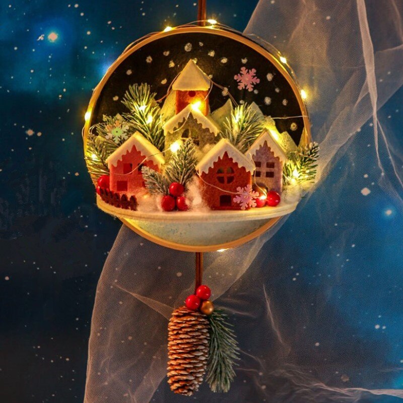 Wind Chimes DIY Handmade Dream Catcher Craft Christmas Wall Hanging Decoration: A with LED