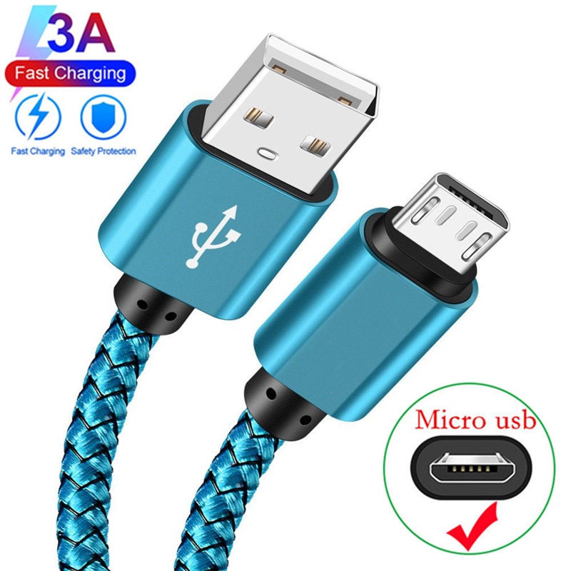 2M 3A fast Micro USB Data Cable For Huawei Samsung A7 Nokia 6 Redmi Meizu M10 Oppo Realme 3 vivo U3x Android Phone Charger cords