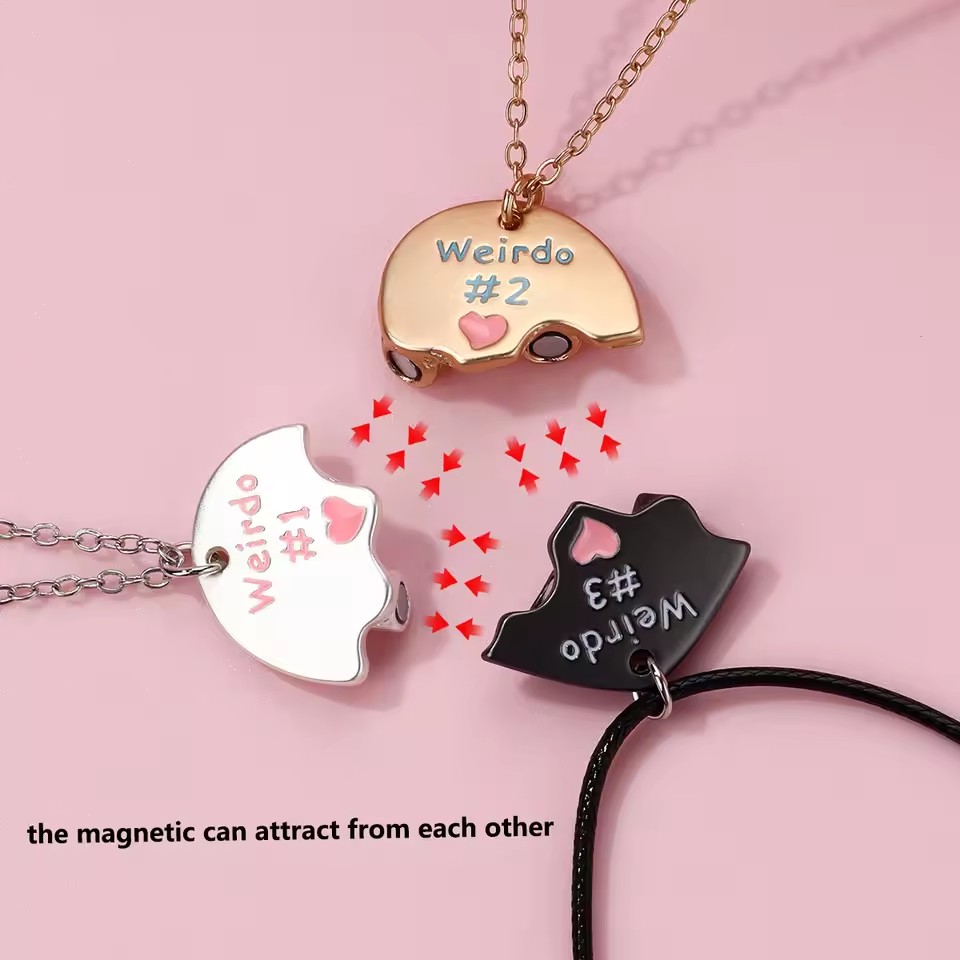 Colliers magnétiques en forme de cœur pour femmes et filles, pendentif Kawaii meilleurs amis sœurs, chaîne BFF, bijoux d'amitié, , 2/3 pièces