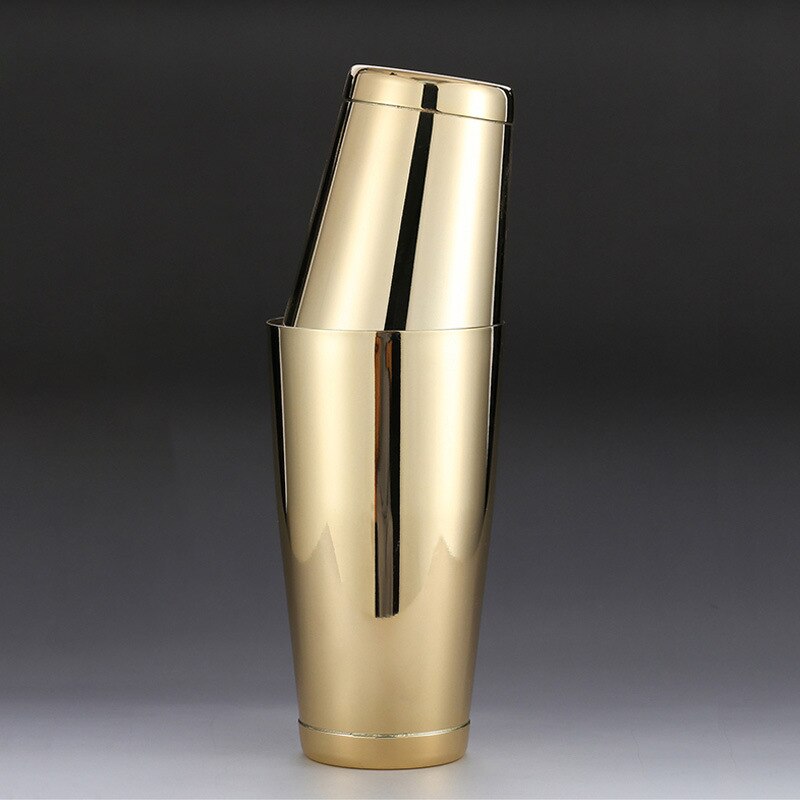 Boston – Shaker à Cocktail, plateaux à secouage pondérés, plaqués or/cuivre, finition noire/miroir, outils de bar haut de gamme: Gold Finish