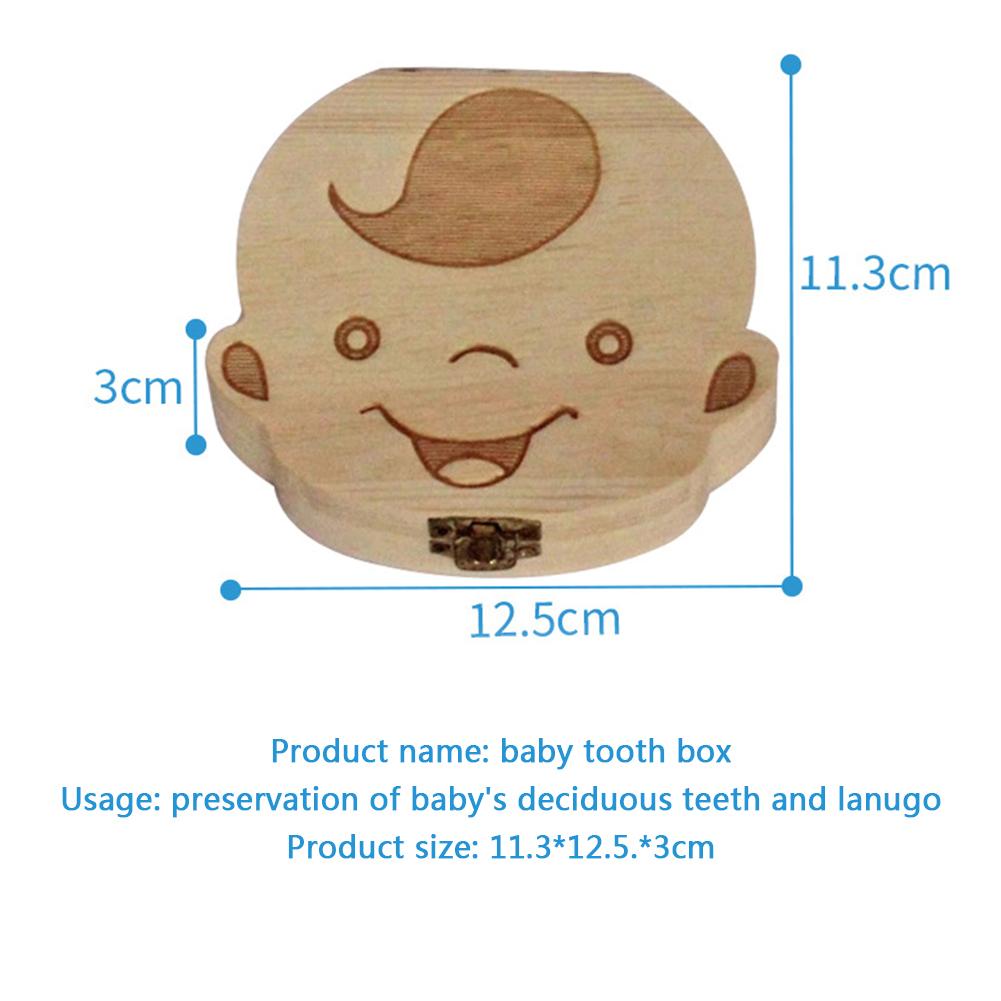 Wooden Baby Teeth Collection Box Teeth Storage Box Baby Teeth Keepsakes Save Wooden English/Spanish/French/Russian/Italia
