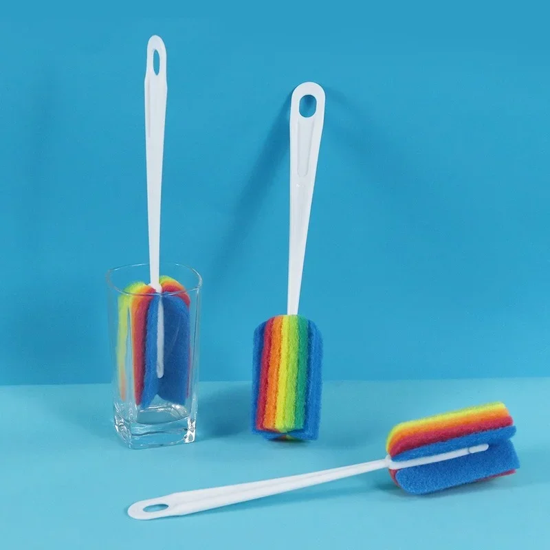 Semplice biberon spazzola pulita manico lungo spazzola colorata in spugna spazzola per tazza d&#39;acqua per uso domestico accessori per la pulizia della casa