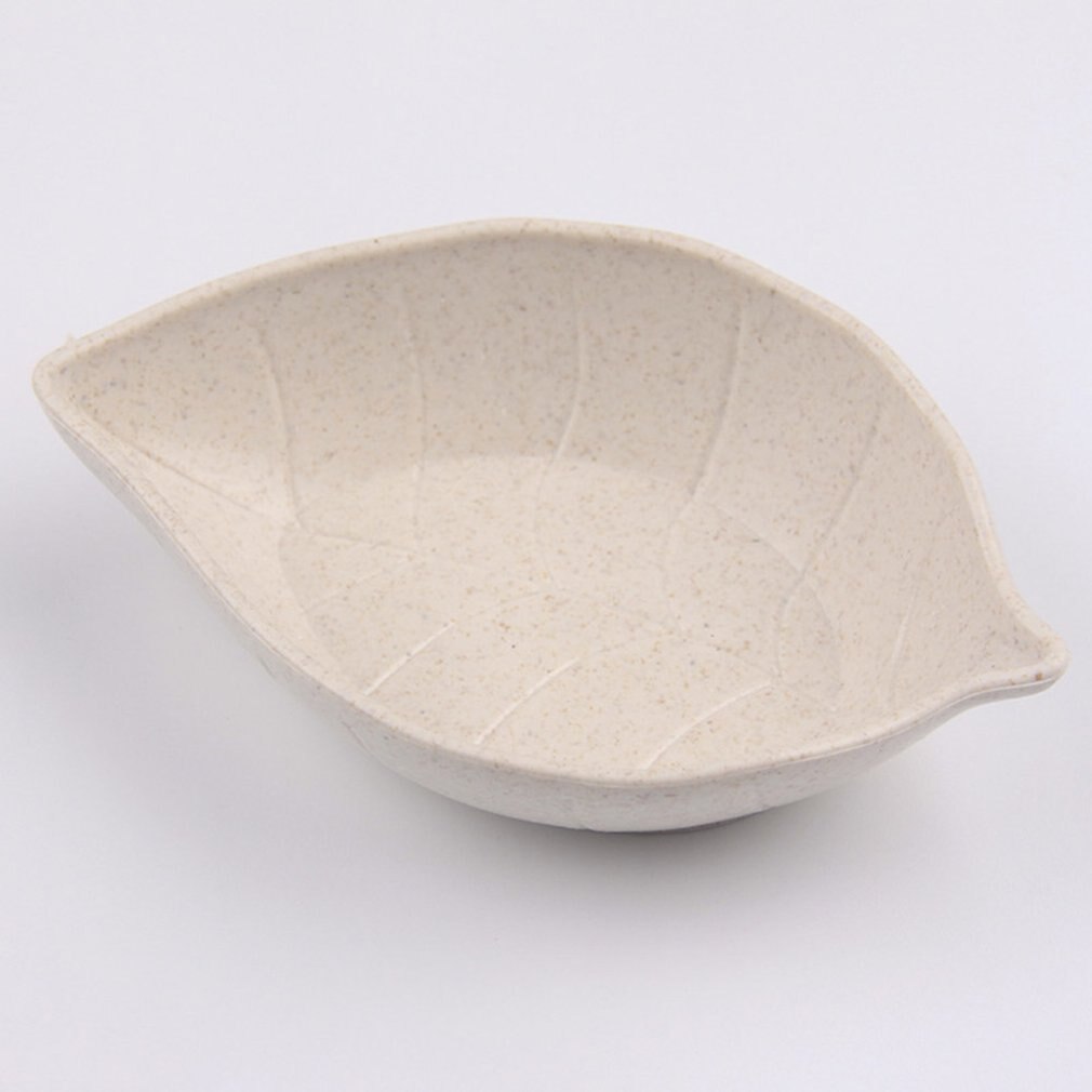 Mini Kruiden Saus Gerechten Multipurpose Milieuvriendelijke Tarwe Stro Bladvorm Dompelen Schotel Schotel Voor Azijn/Salade: Beige