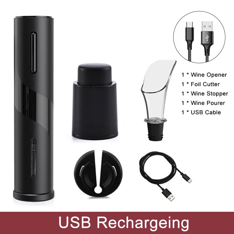 Ouvre-Bouteille de Vin Électrique avec Câble de Chargement USB, Tire-Bouchon Automatique, Rechargeable, pour Usage Domestique: 1 set-1