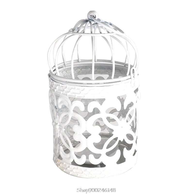 Hollow Holder Candlestick Tealight Hanging Lantern Bird Cage Vintage Wrought N18 20