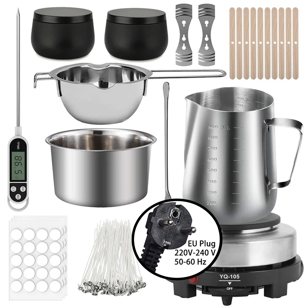 kit para hacer velas diy, placa de fusión de cera, accesorios de artículos de fabricación de velas, kit para hacer velas aromática, kit velas fabricación, mechas para velas: Gris oscuro