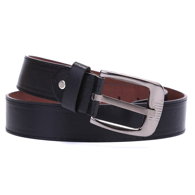 Leather Belts For Mens Casual Retro Leather Belt Washed Belt Men's Leather Belt Metal Pin Buckle: Black